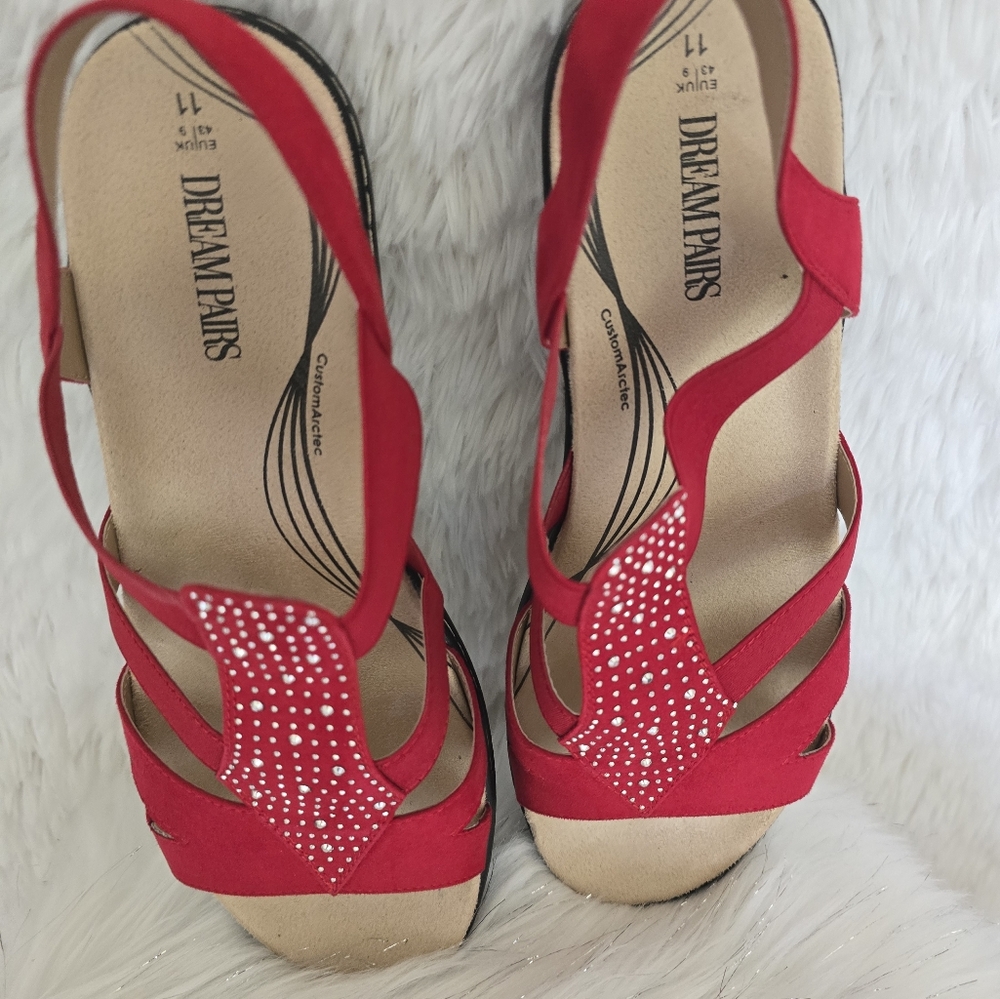 Dream Pairs Red Rhinestone Sandals - Picture 2 of 8